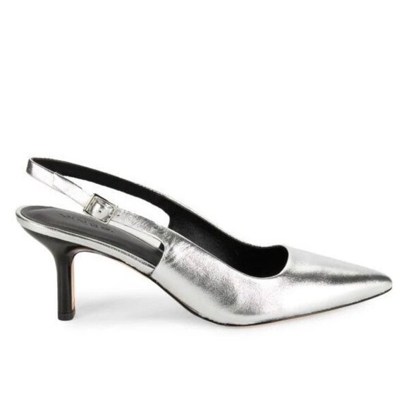 Vince Pandora Pointed Toe Slingback Pump in Silver Size 7.5 - Picture 13 of 13